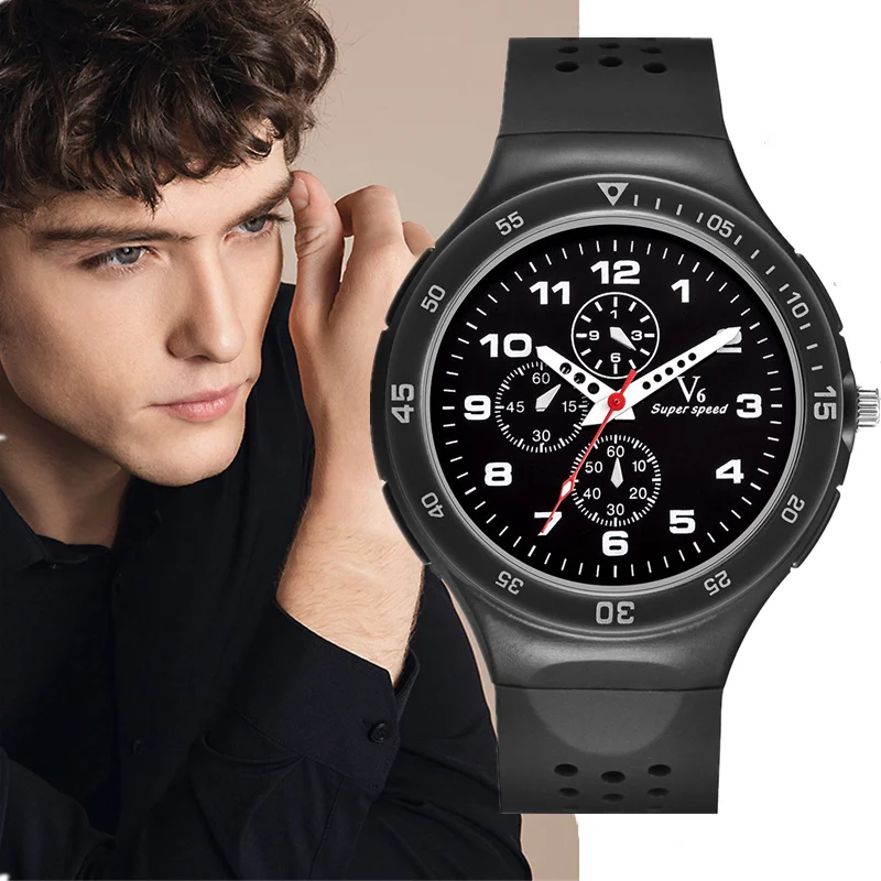 Часы V6 мужские спортивные армейские водонепроницаемые с силикагелевым