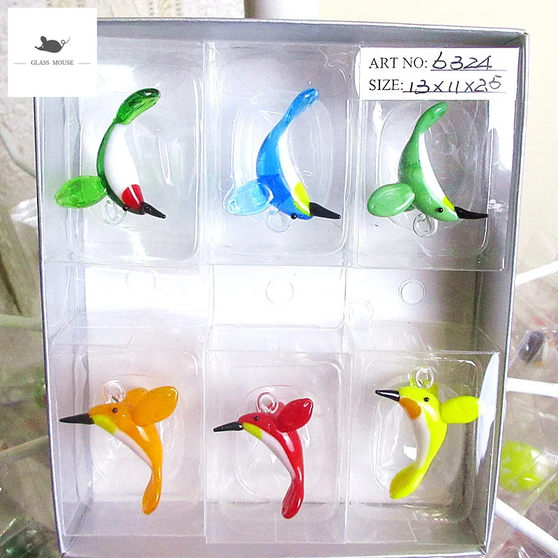 

Colorful Decorative Figurines Miniature glass bird Pendant Home Fairy Garden micro landscape decor handmade glass Animals statue