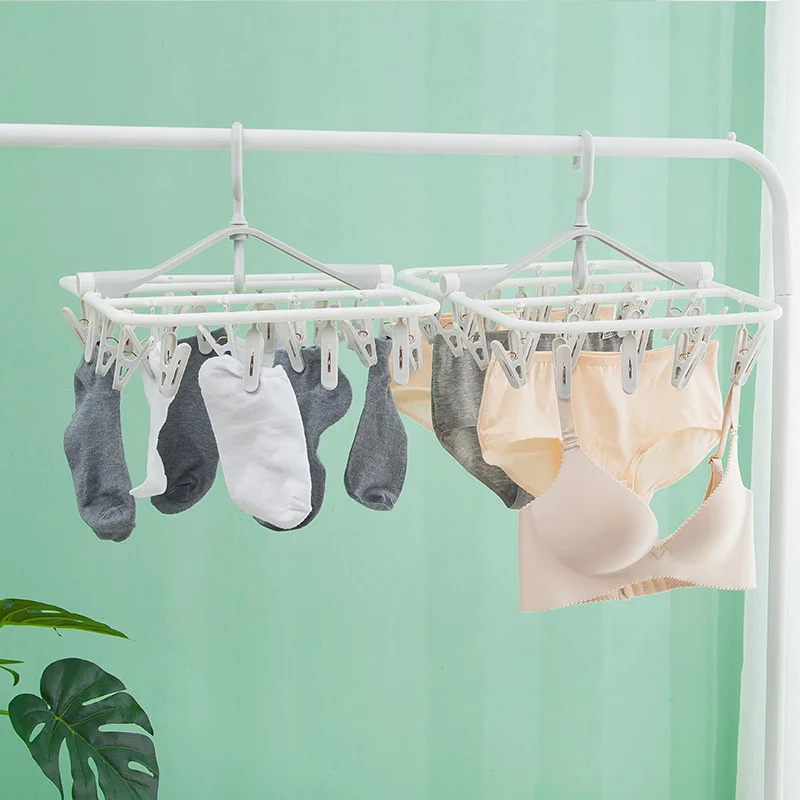 

Утолщенная складная вешалка для носков, 24 зажима, Многофункциональная вешалка для сушки нижнего белья, для носков, Сушка вешалка для шкафа