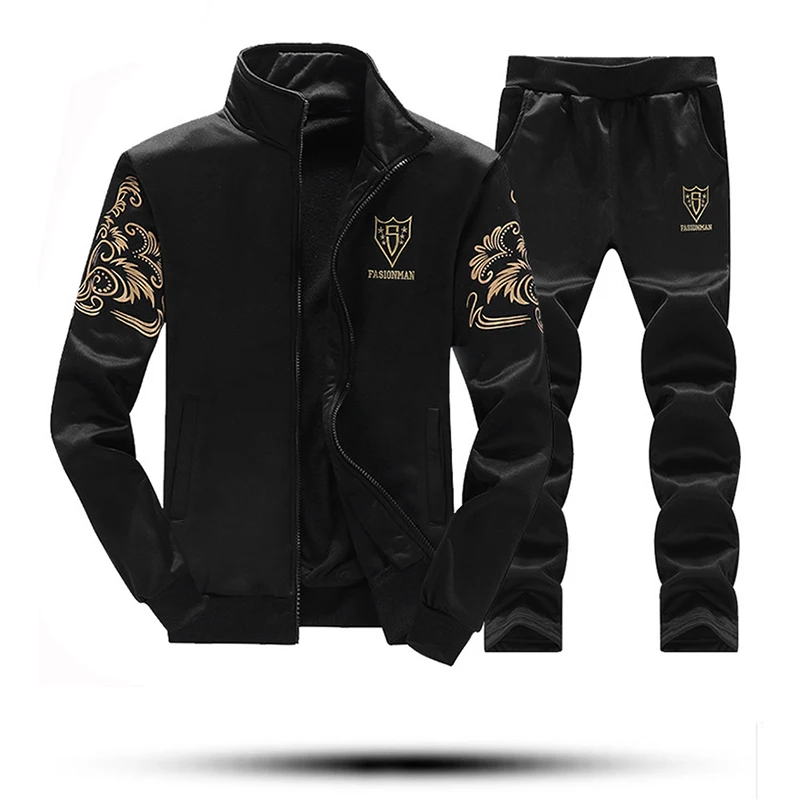 Мужской спортивный костюм из 2 предметов повседневная толстовка на молнии и