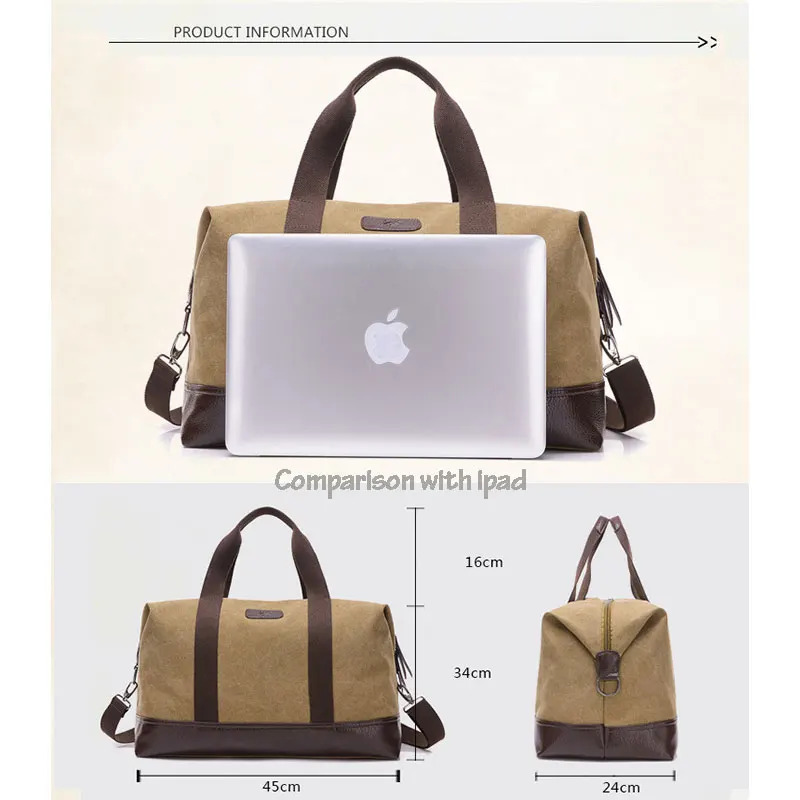 

2020 Men's Travel Bag Large Capacity Luggage Bag High Quality Casual Canvas Handbag Male Weekend Outdoor Vintage Duffle Bag Tote