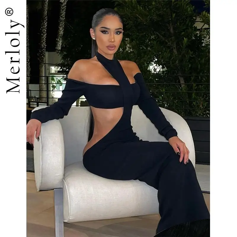 

Женский комплект из двух предметов, укороченный топ с открытой спиной и разрезом на плечах с длинным рукавом, подиумная одежда в готическом ...