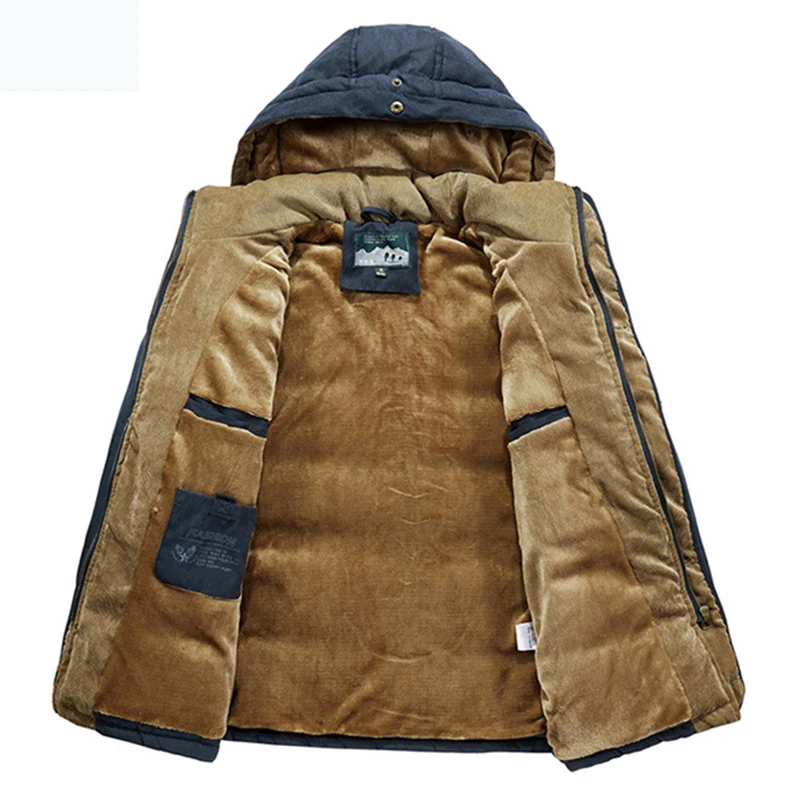 8XL Plus Size Winter Men Hooded Parkas Fur Linner Thicken Jacket Male Casual Overcoat Hat Detachable Coats Man Jaqueta Masculina