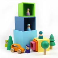 large wooden rainbow stacker natural wooden rainbow blocks wooden stacking toys montessori educational toy for kids baby toys