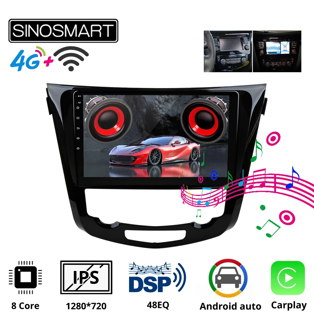 SINOSMART автомобильный навигационный gps плеер для Nissan J11/X Trail/Rogue/Dualis 2013 2021 поддержка