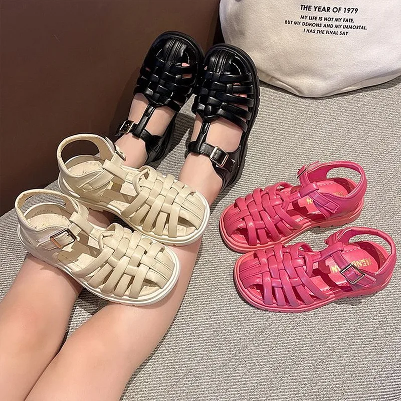 

2021 Child Sandals Baby Girls Toddler Soft Non-slip Princess Shoes Candy Jelly Beach Shoes Kids Casual Hollow-out Roman Slippers