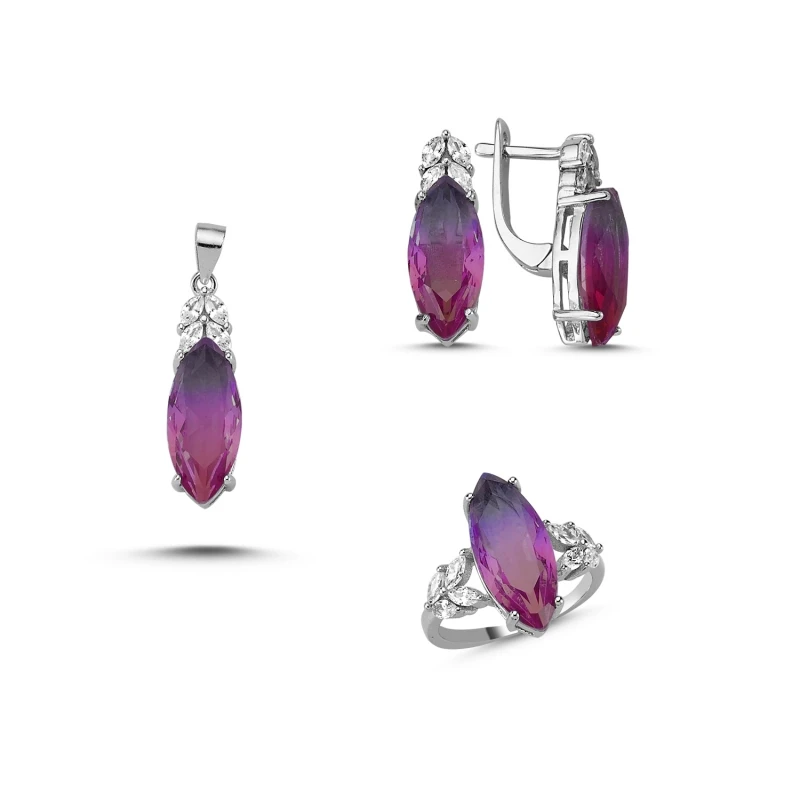 

Silverlina Silver Double Color Zircon Stone Set