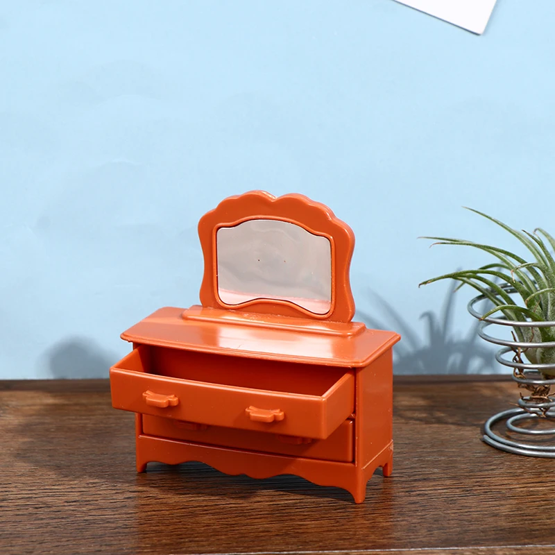 

8Pc/Set Classic Toys For Child Kids Gift Doll House Bedroom Dressing Cabinet Table And Chair Mirror Table Lamp Toy House Decor