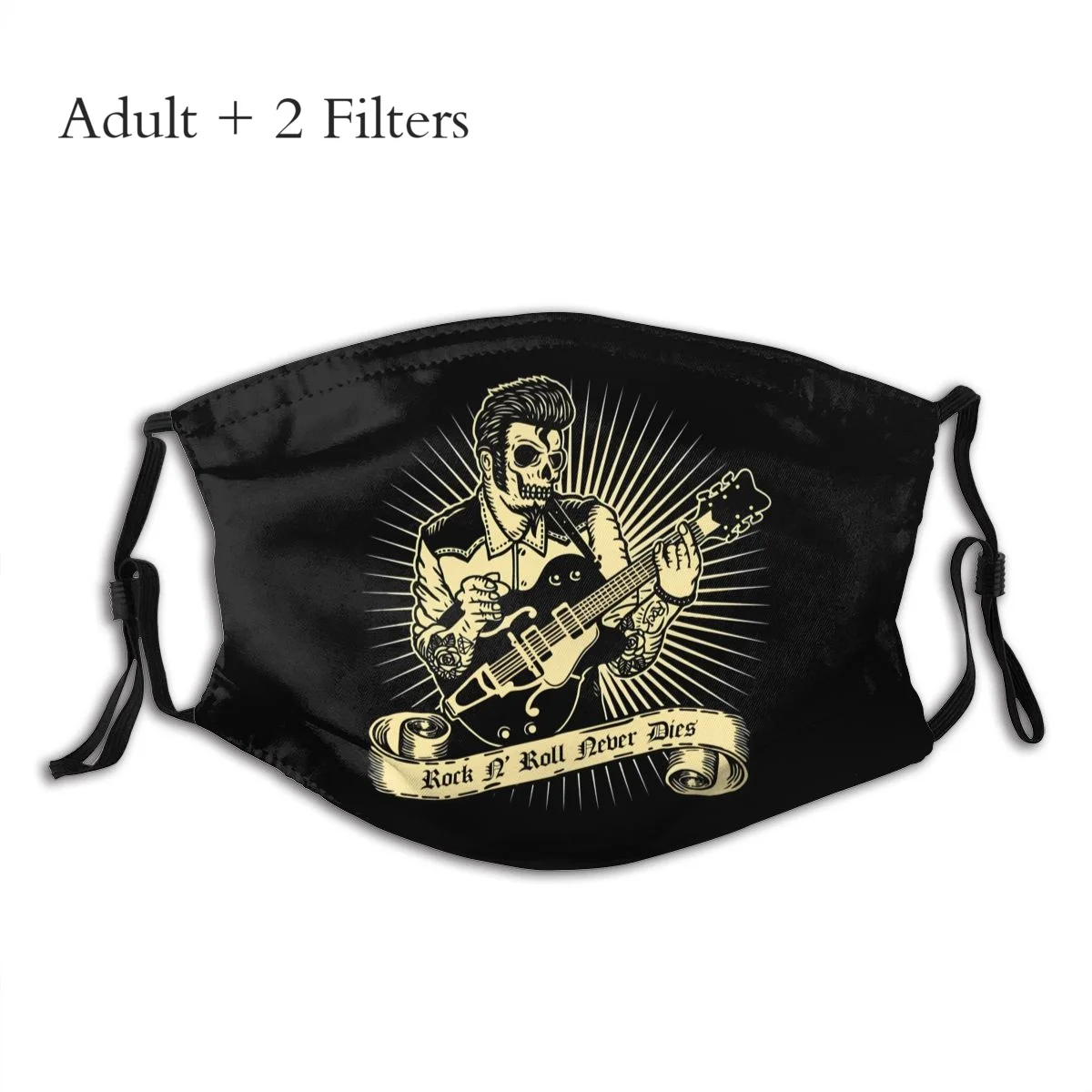 

Never Dies Unisex Mask Rockabilly Rock and Roll Comfortable Wasbaar Fashion Cloth Muffle With Filters