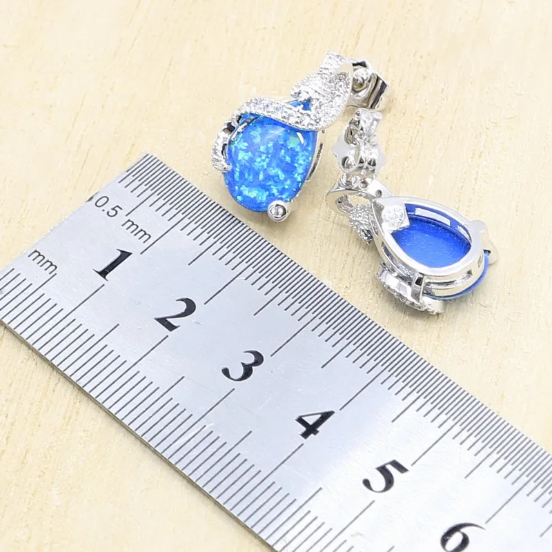 Синий опал серебряный цвет набор украшений для женщин светильник синий