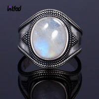 natural big oval 10x12mm moonstone rings 925 sterling silver finger ring for women men luxury fashion jewelry