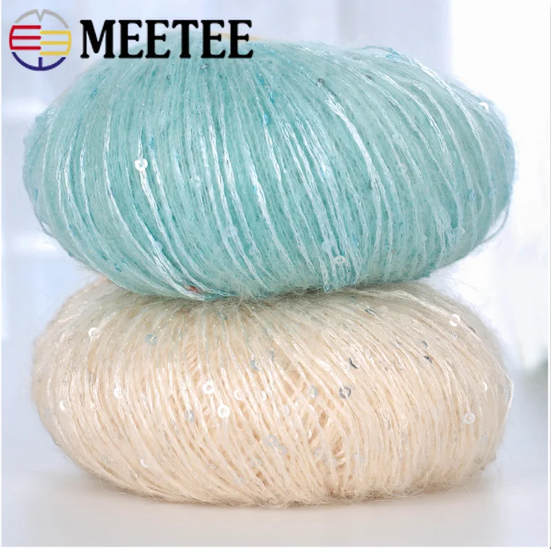 Meetee 10 шт. (1 = 50 г) разноцветный бисер блестки мохер шерсть пряжа ручной вязки DIY