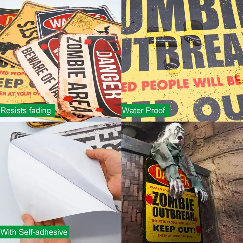 

car Halloween Bloody Sign Warning Stickers Self-adhesive Horror Stickers Decor Haunted And Horror Themed Decor