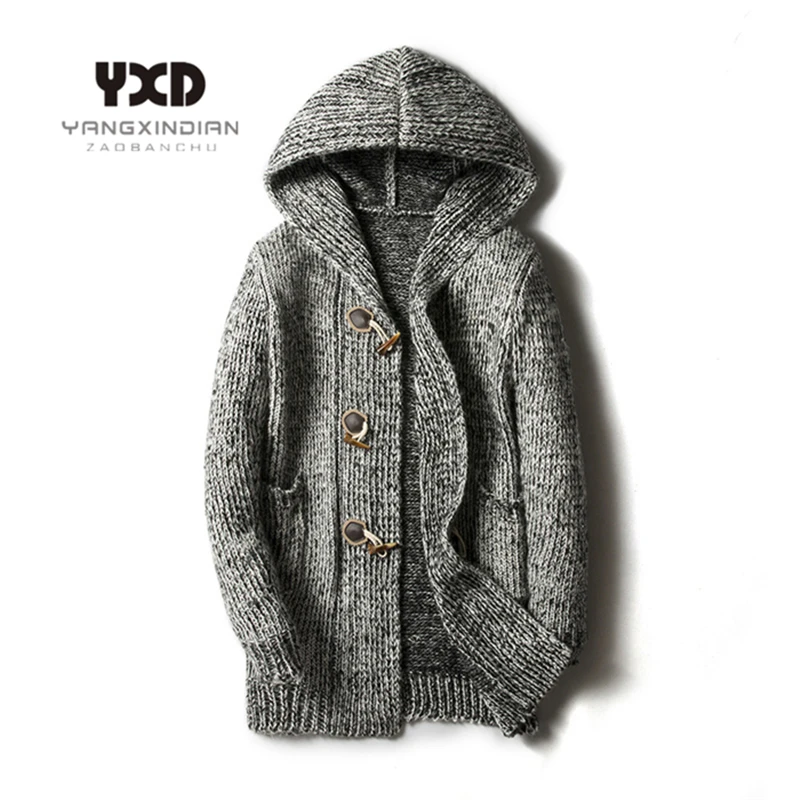 

Plus Size 5XL 2020 Autumn Winter Mens Loose Long Cardigans Sweaters New Fashion Jumpers Mens Knit Hooded Sweater Jersey Hombre