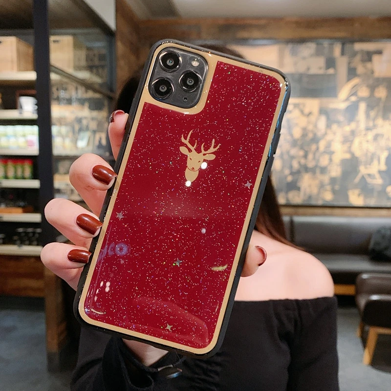 Бургундский Изумрудный Блестящий Мягкий Силиконовый ТПУ чехол с сердечками и