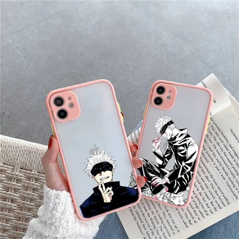 

Jujutsu Kaisen Phone Case Pink matte transparent For iPhone 7 8 x xs xr 11 12 pro plus max mini Clear Funda
