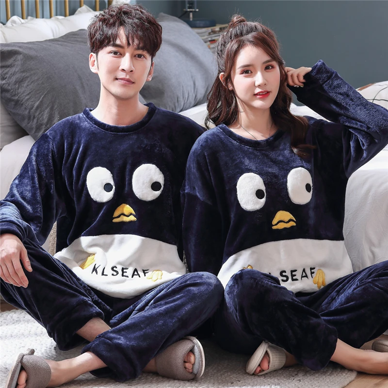 Зимний новый женский пижамный комплект с длинным рукавом теплая Фланелевая