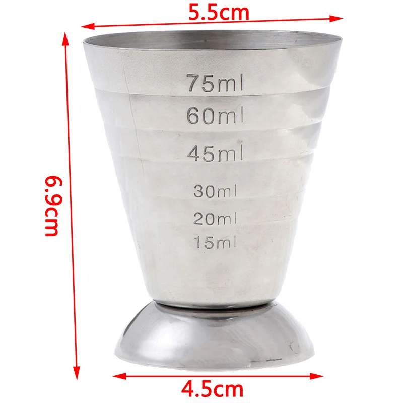 

1PC 75ml Metal Measure Cup Drink Tool w/ml/oz Shot Ounce Jigger Bar Mixed Cocktail Beaker 0.5-2.5oz / 15-75ml / 1-5Tbsp