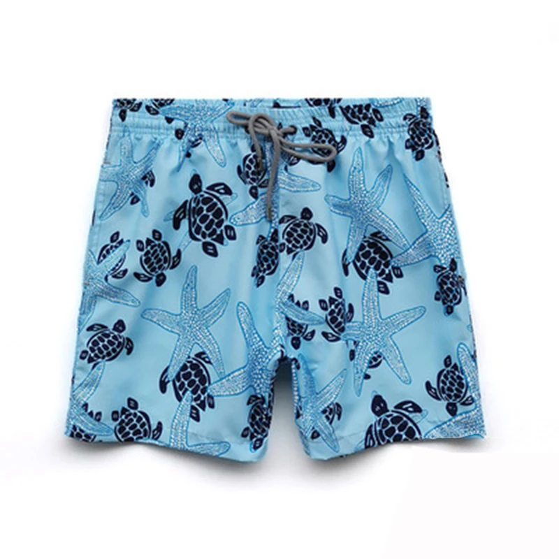 

New summer quick-drying mens beach pants sea turtle Vilebreq island resort style fashion urban casual trend hip-hop print shorts