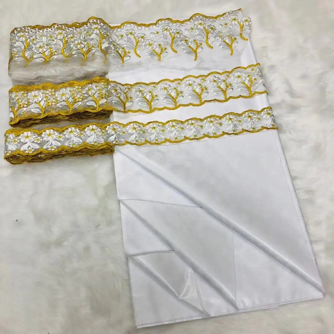 

5 yards perfume african fashion bazin lace desigb matching 15 yards embroidery lacer for dress