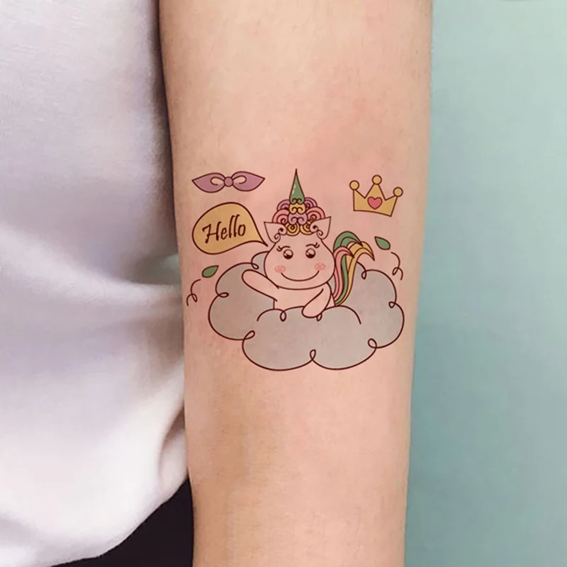 6 Sheet/Pack Random Color Cute Children Kids Cartoon Temporary Tattoos Sticker Girls Kids Unicorn Birthday Party Sticker