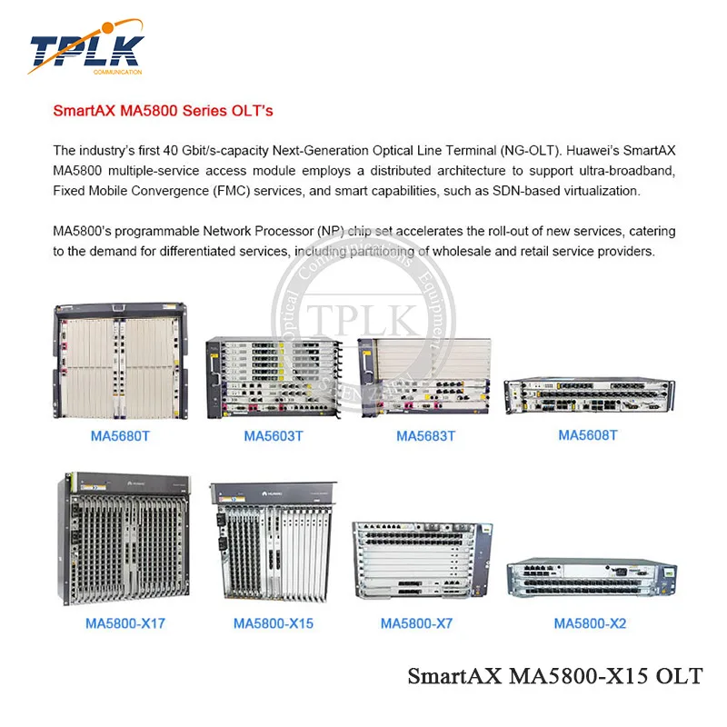 Оригинальный MA5800 X15 GPON 10G OLT с 2 * МПЛА + пила 16 Порты и разъёмы GPHF C доска|Кабели