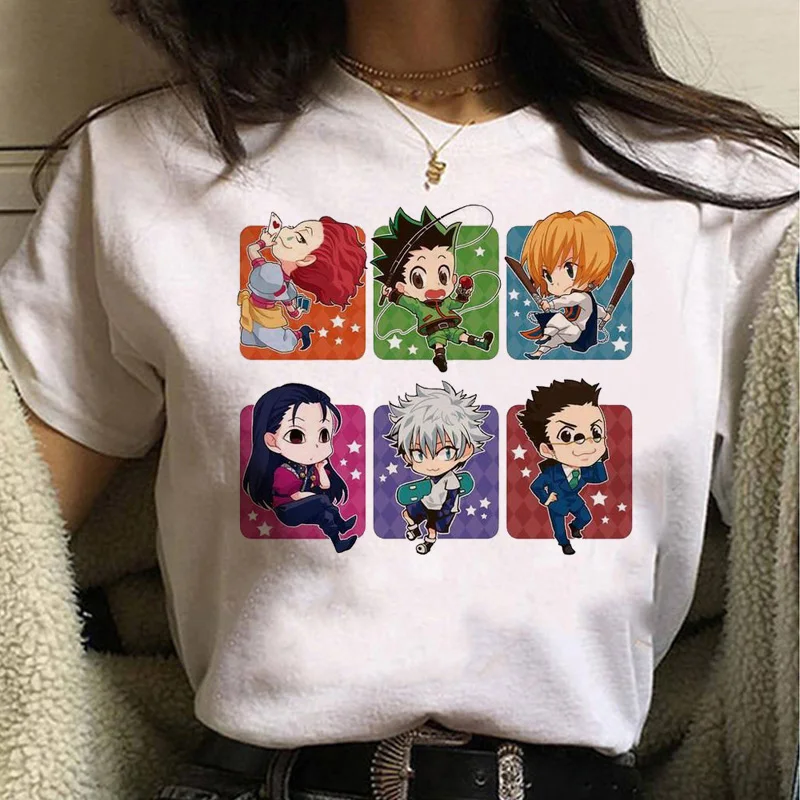 

HISOKA MOROW Print T-shirt Ladies Kawaii Summer Top Cartoon Tshirt Popular Anime Hunter X Hunter Tshirt Harajuku Women's T-shirt