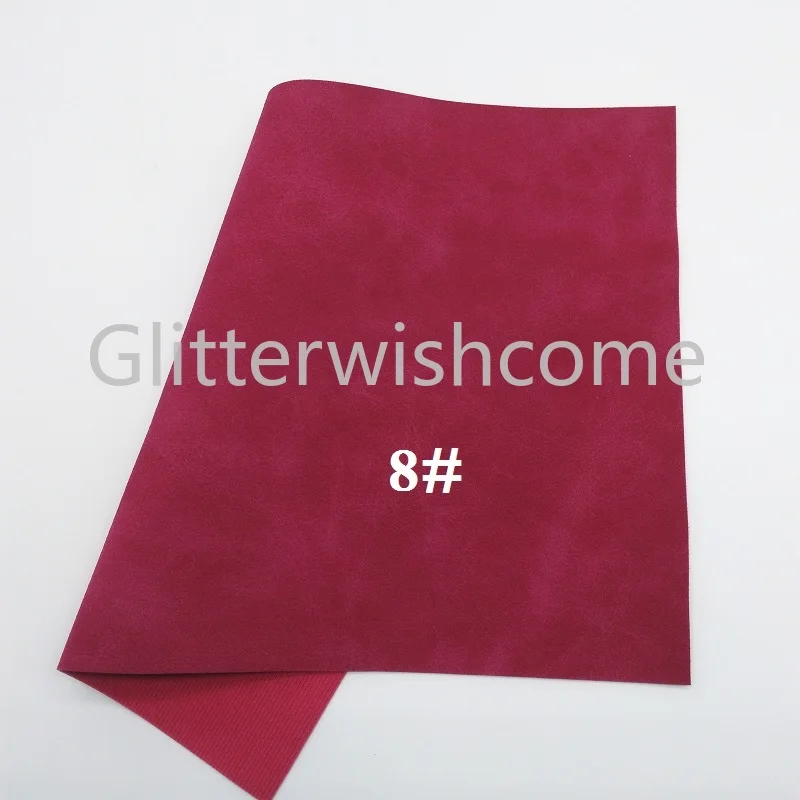 Glitterwishcome 21X29CM A4 Size Suede Faux Leather Fabric, Vinil Para Lozos, Synthetic Leather Fabric for Bows, GM386A