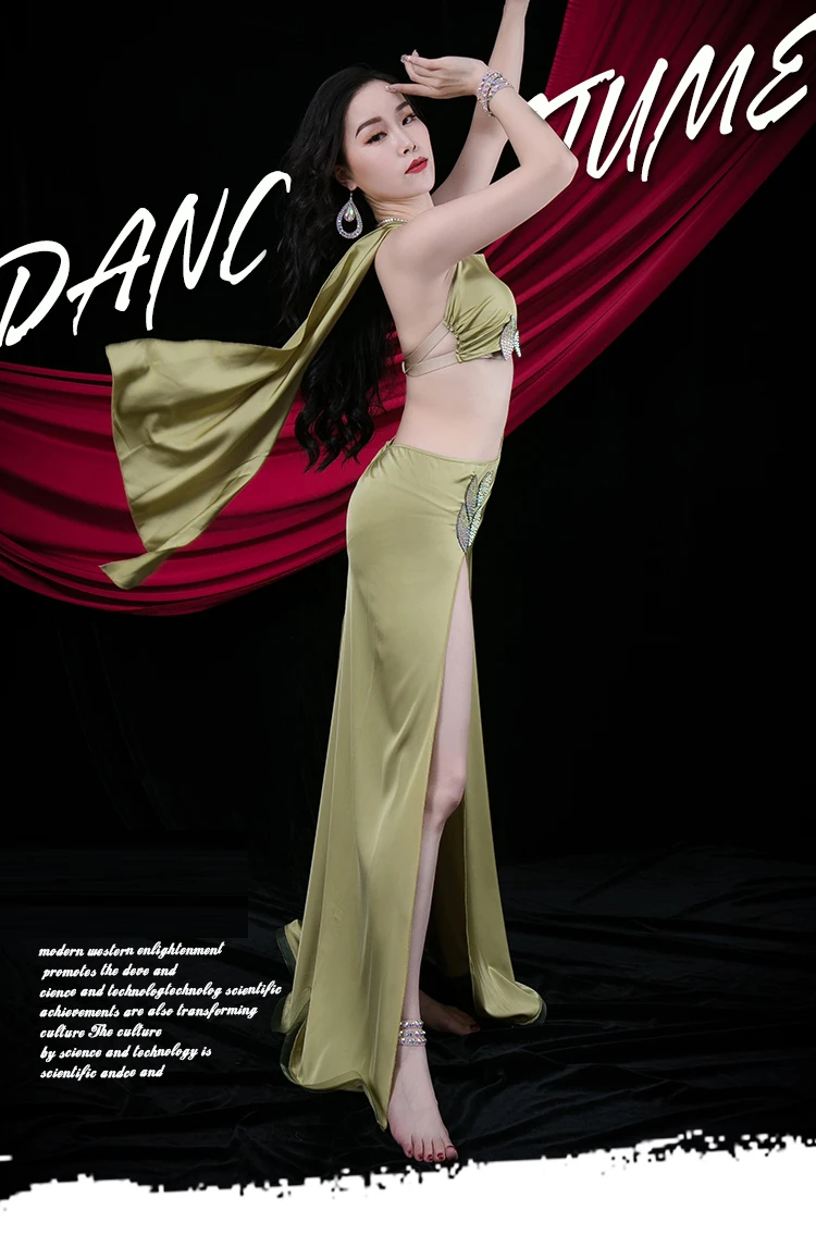 Платье для танца живота шелковое атласное платье выступлений длинная юбка