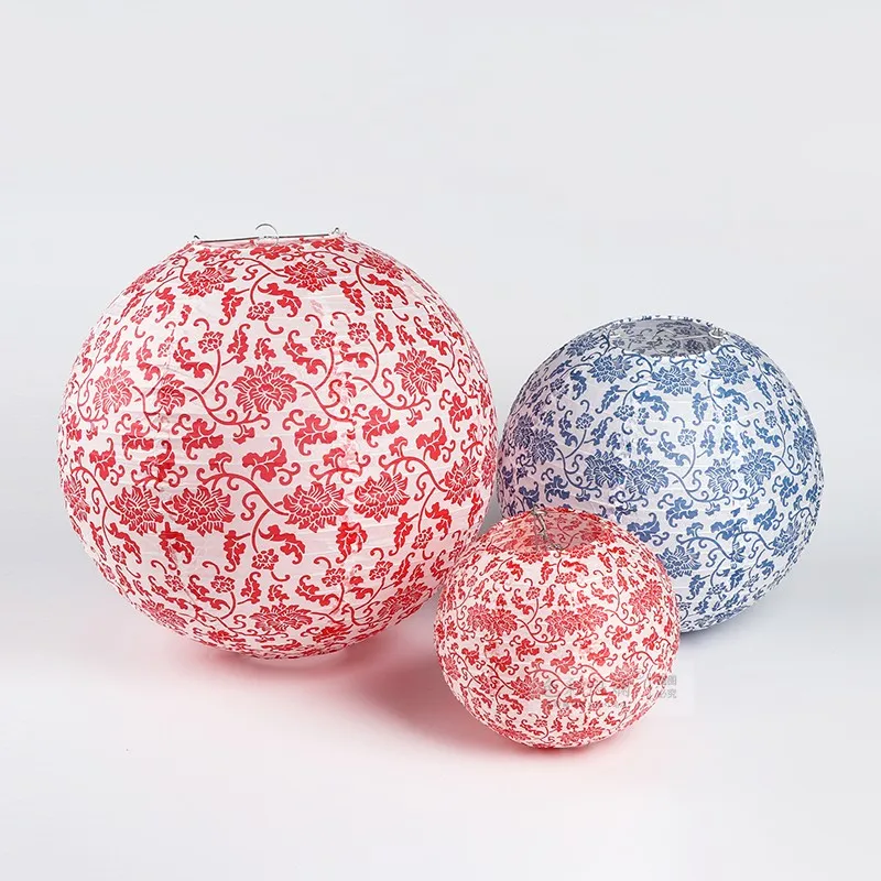 Новый 20/30/40 см Печатный &quotсиний и белый фарфор&quot Круглый Китайский бумажный