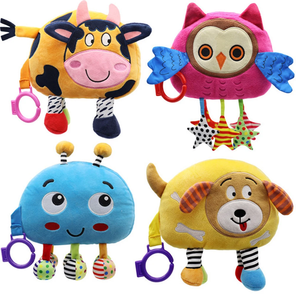 

0-12 Month Baby Teether Cloth Book Toys BB Ring Paper Cute Animal Toddlers Interactive Enlightening Learning Education Xmas Gift