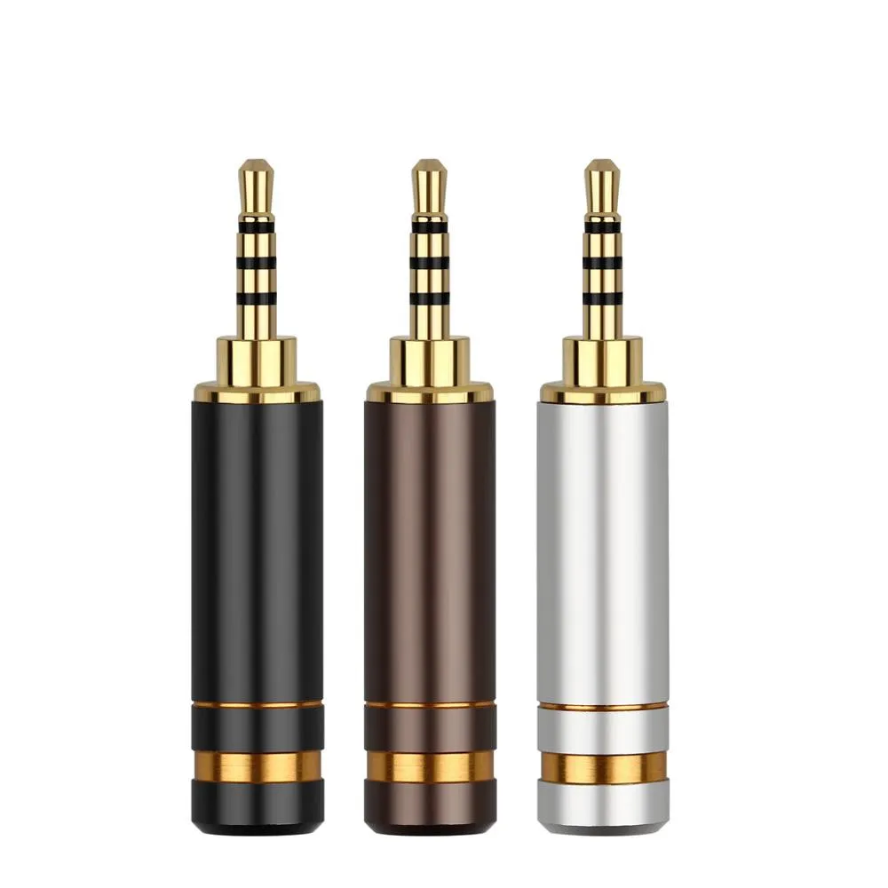 

5pc 2.5mm 4 pole Jack Plug Gold Plated Copper Audio Connector Aluminum Alloy Shell Adapter 2.5 mm Headphone Jack Replacement DIY