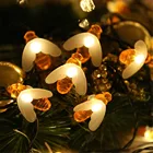 На батарейках 20 светодиодный30 светодиодный40 светодиодный s в форме пчелы светодиодный светильник гирлянды на Рождество Сказочный светильник s для праздника вечеринки декор сада
