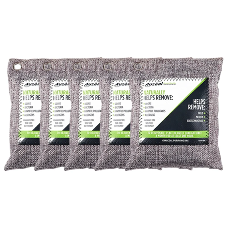 

New 5 Packs Charcoal Odor Eliminator Bags Activated Bamboo Charcoal Deodorizer for Car Closet Shoes