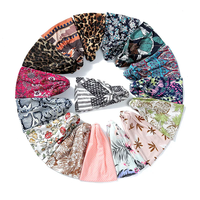 

Wide Print Headband Head Band Outdoor Sports Yoga Run Elastic Bandanas Turban Hairband Daily Hair Accessories Headwear