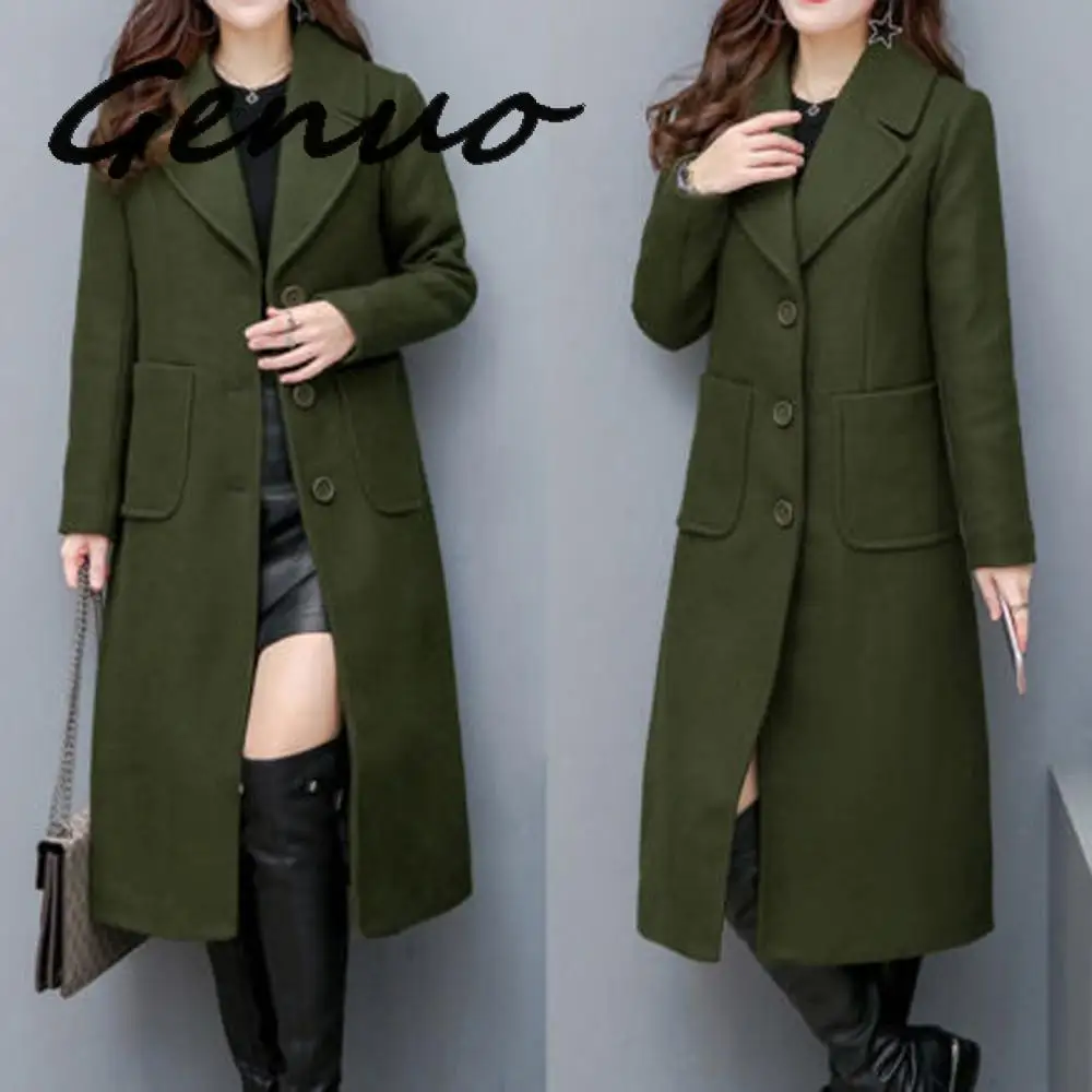 Винтажное Женское шерстяное пальто 2020 зимнее плотное длинное выше колена с