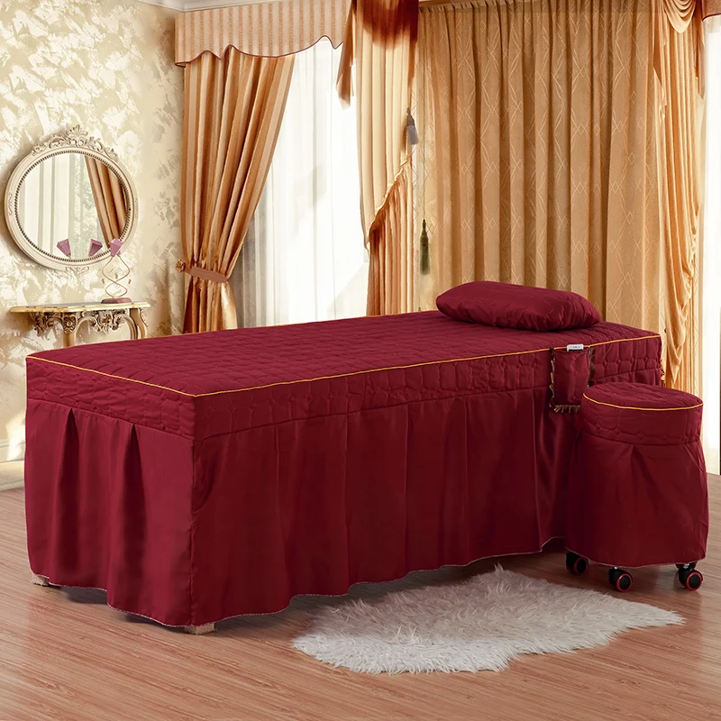 Wine Red Массажный стол покрывало юбка простыня для массажа, с отверстием для лица, с сумкой для мобильного телефона - Цвет: Wine Red