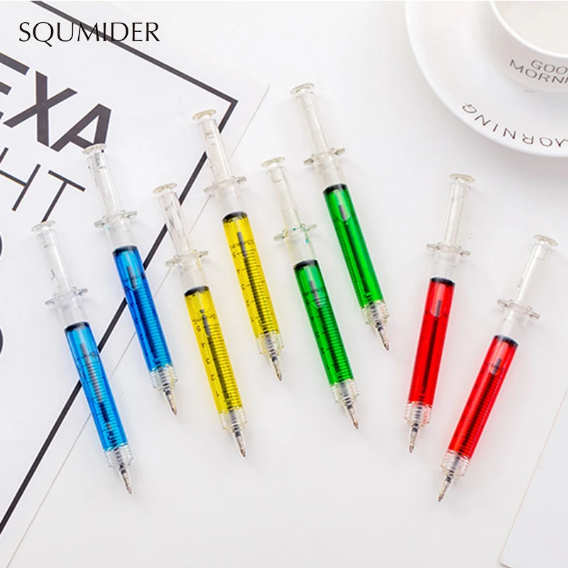 

4PCS/lot Liquid Novelty Syringe Ballpoint Pen Stationery Cute Syringe Ballpoint Pen Office Supplies Child Gift