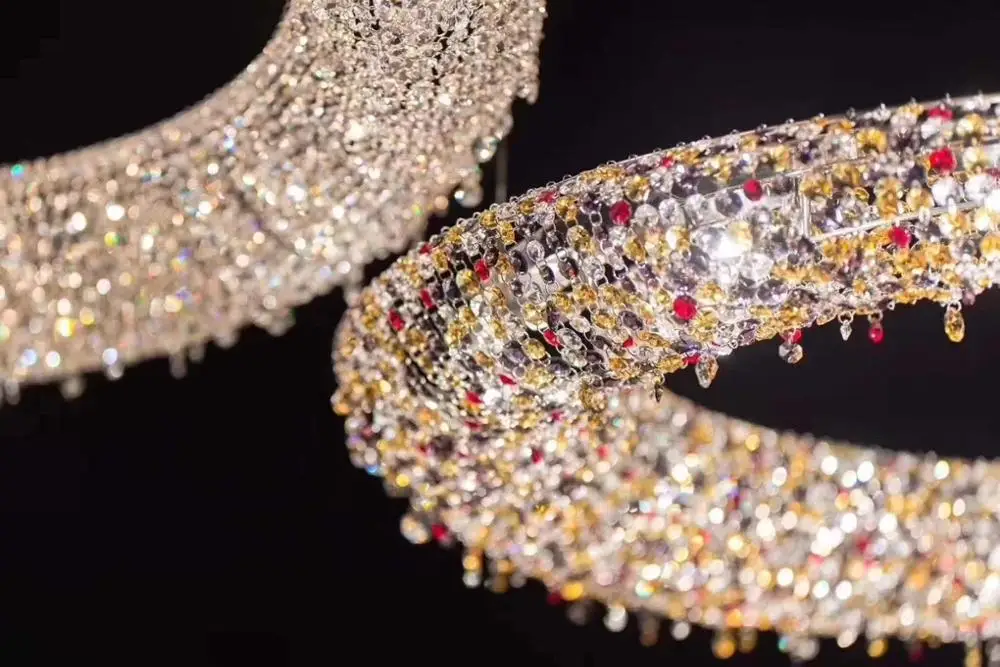 

New design crystal chandelier Living room lamp fashion irregular duplex villa hotel restaurant LED chandelier