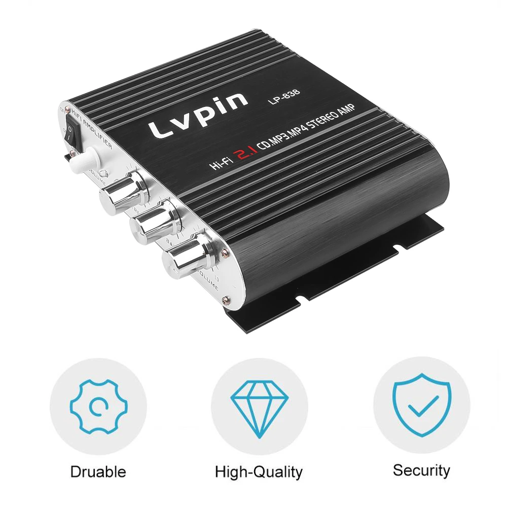 Усилители каналов Lvpin LP-838 Hi-Fi 2 1 автомобильный стереосабвуфер усилитель басов
