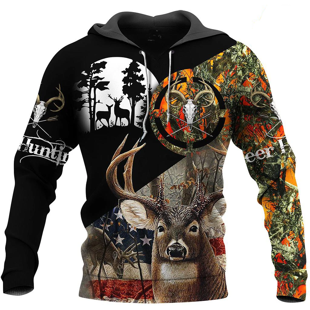 Модная Уличная Повседневная Толстовка свитшот с 3D принтом для охоты толстовка