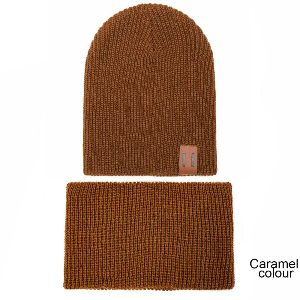 Caramel colour REAKIDS Родитель Ребенок зимняя шапка шарф Набор шапочки детская шапка и снуд теплая шапка для младенца шарф дети шапки шарфы вязаные шапки снуд - Цвет: Caramel colour