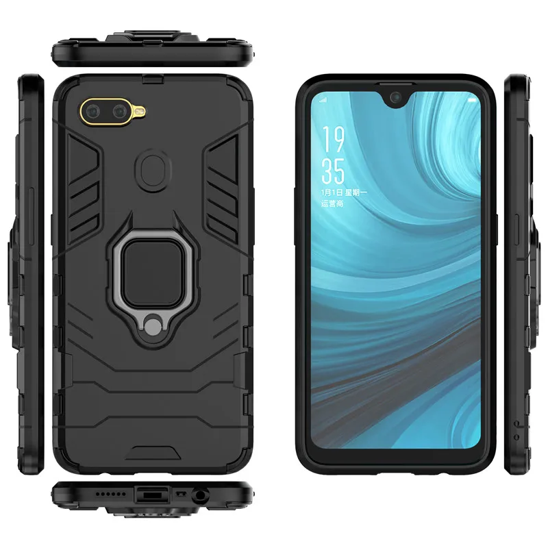 shockproof bumper for oppo a12 case for oppo a12 a52 a72 a92s realme 6 xt reno4 pro armor hard pc stand protective phone cover free global shipping