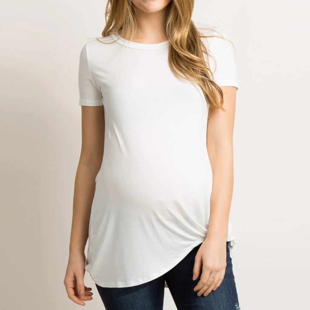 Женская Футболка для беременных с коротким рукавом и вырезом лодочкой свободная