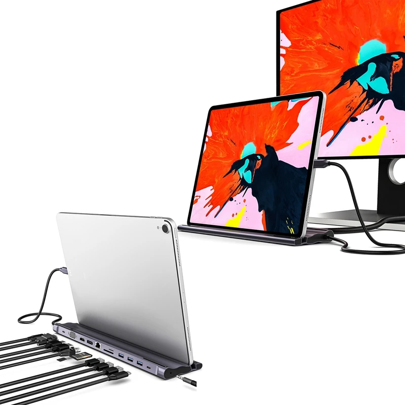 

11 in 1 USB C HUB, Multi-Function Docking Station and with Bracket Function for PC Laptop