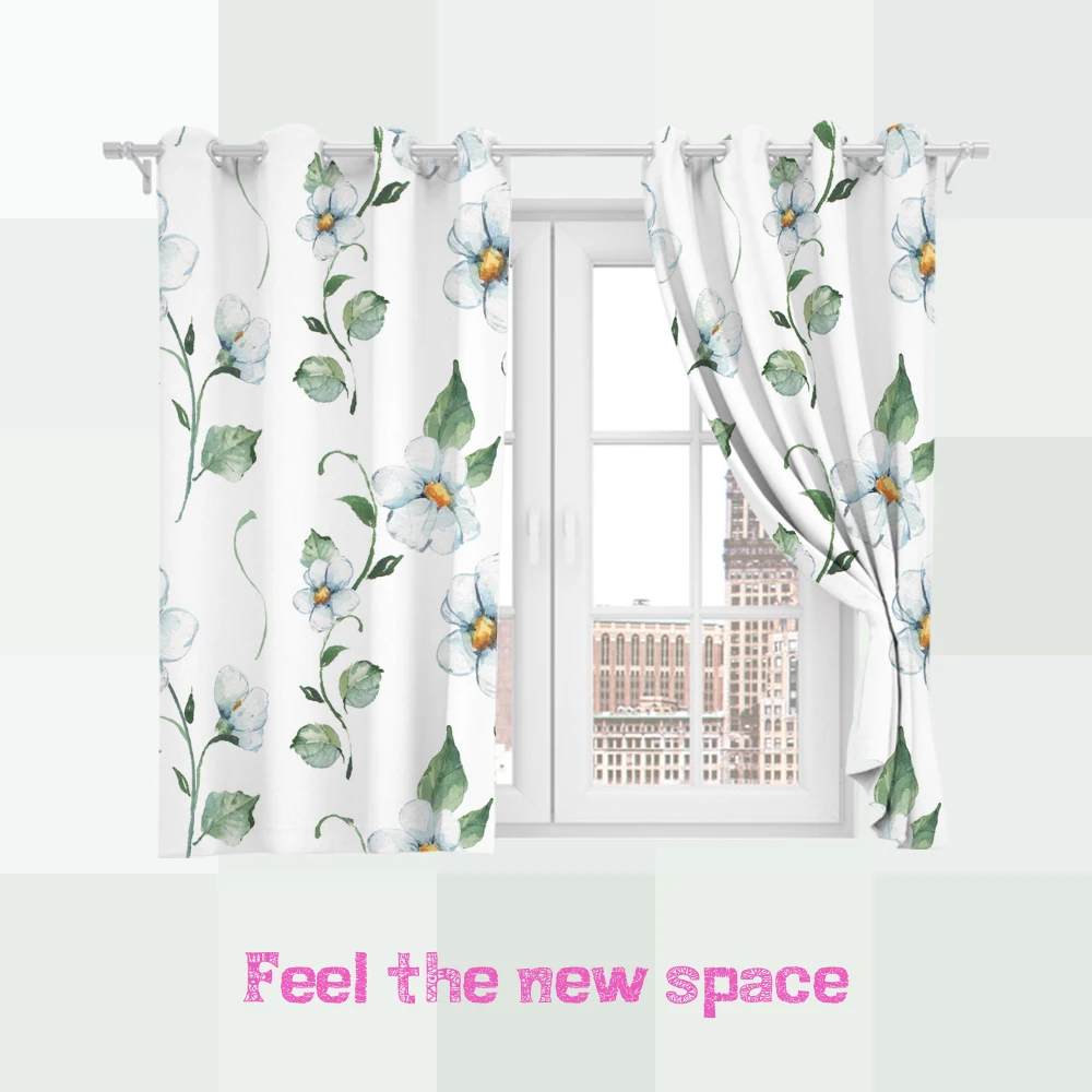 

Punch Hook Blackout Curtain White Customized Full Shade Sunscreen Blinds For Windows Home Kitchen Bedroom LivingRoom Decoration