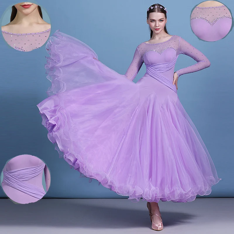 Светильник-фиолетовое платье для бальных танцев женщин высококачественный