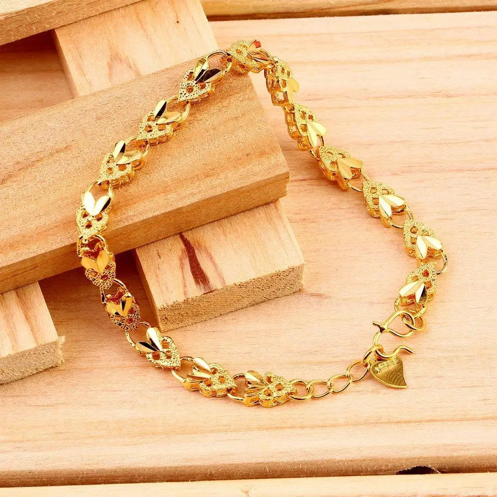 Вакуумное покрытие 24K золото Ангел сердце браслет Emulation ювелирные изделия |