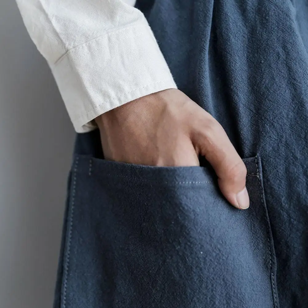 

Women Men Work Kitchen Flower Coffee Shop Solid Color Soft Washed Cotton Apron