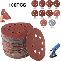 100pcs 125mm sandpaper round shape sanding discs hook loop sanding paper buffing sheet sandpaper 8 hole sander polishing pad